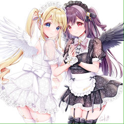 This is a pixiv picture whose title is "天使"と"堕天使"どっちがスキ？.