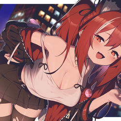 This is a pixiv picture whose title is 街の赤い猫.