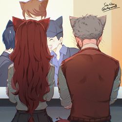 This is a pixiv picture whose title is meow♥️ & nya🤍.