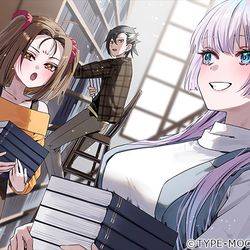 This is a pixiv picture whose title is 図書館にて.