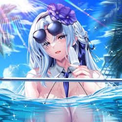 This is a pixiv picture whose title is 水着アルザス　陽差しの秘蹟、過熱す.