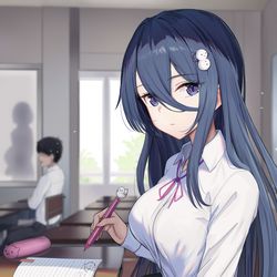 This is a pixiv picture whose title is 隣の席のクール系女子は可愛いものが好き.