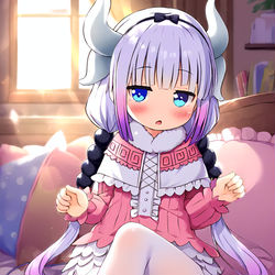 This is a pixiv picture whose title is 【カンナカムイ】 家でのひと休み！？.