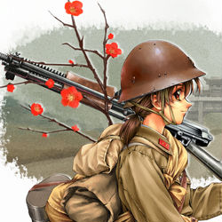 This is a pixiv picture whose title is 梅と兵隊.