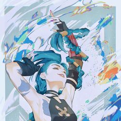This is a pixiv picture whose title is 金克丝你真的太有张力了😇.