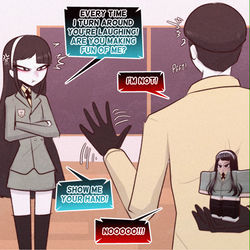 This is a pixiv picture whose title is What's so funny?!.