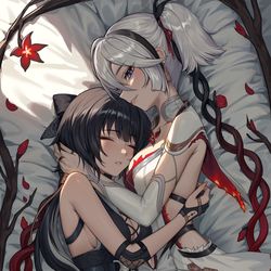 This is a pixiv picture whose title is Rover & Camellya \漂泊者 & ツバキ (椿).
