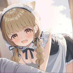This is a pixiv picture whose title is メイド服で起こしてくれる藤田ことね.