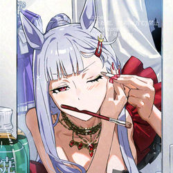 This is a pixiv picture whose title is 新衣装のアイメイクかわいいね.