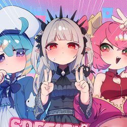 This is a pixiv picture whose title is 💙🖤❤️.