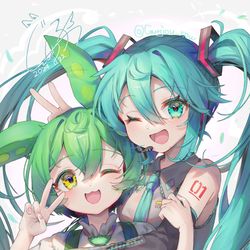 This is a pixiv picture whose title is ミクとずんだもん.