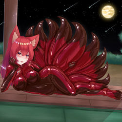 This is a pixiv picture whose title is 【Skeb】ラバーキツネガール.