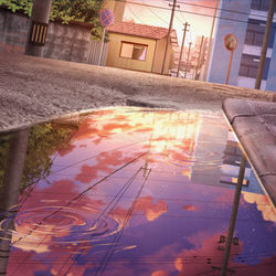 This is a pixiv picture whose title is 镜空の夕阳.
