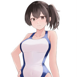 This is a pixiv picture whose title is 加賀　競泳水着＋ニーソ.