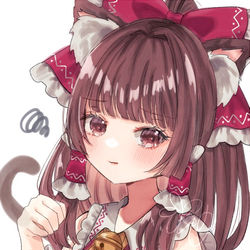 This is a pixiv picture whose title is ねこ霊夢.