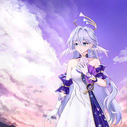 This is a pixiv picture whose title is 知更鸟 淡紫色的黄昏.