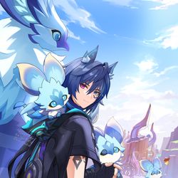 This is a pixiv picture whose title is 【原神】オロルンと竜たち.