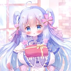This is a pixiv picture whose title is 「う、受け取ってくれますか…？🧣」.