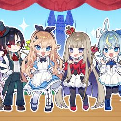 This is a pixiv picture whose title is 【お仕事】カバーMV「Alice in Musicland」.