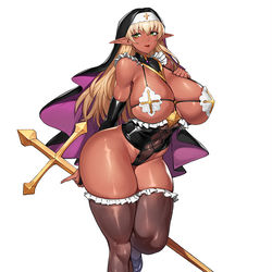 This is a pixiv picture whose title is ダークエルフ修道女メリナ.