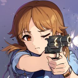 This is a pixiv picture whose title is 射撃の早苗さん.