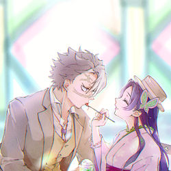 This is a pixiv picture whose title is 純喫茶デート🍃🌸.