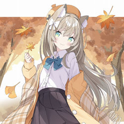 This is a pixiv picture whose title is 🐱🍁.