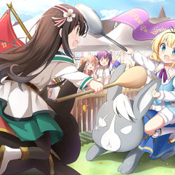 This is a pixiv picture whose title is 千夜シャロ騎兎匙試合.