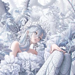 This is a pixiv picture whose title is 灰白の森.