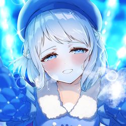 This is a pixiv picture whose title is 「先輩…抱きしめてください…♡」.
