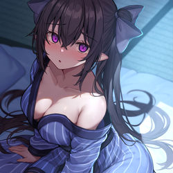 This is a pixiv picture whose title is はたてちゃんと旅館お泊りした結果….