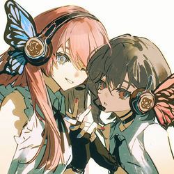 This is a pixiv picture whose title is 蝴蝶耳机.