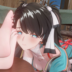 This is a pixiv picture whose title is （预览）潮妹与折枝的小游戏.