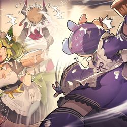 This is a pixiv picture whose title is Pie Fight.