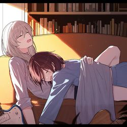 This is a pixiv picture whose title is 苦练一晚上吉他🥵🥵.
