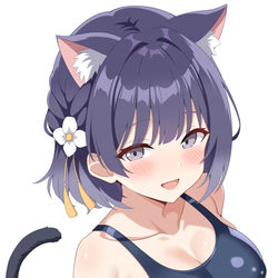 This is a pixiv picture whose title is スク水猫耳秦谷美鈴.