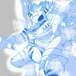 This is a pixiv picture whose title is メタルグレイモン凍結.
