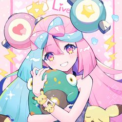 This is a pixiv picture whose title is 「眠れない人～！お休み前の雑談配信だぞー！⚡️」.