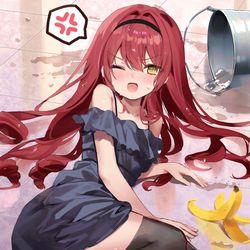 This is a pixiv picture whose title is 「バナナの皮を置いたのは誰ですのっ！！😡🌪️」.