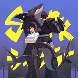 This is a pixiv picture whose title is 艾莲x鲨鱼辣椒.