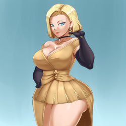 This is a pixiv picture whose title is Android 18 x Mercy cosplay.