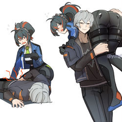 This is a pixiv picture whose title is Too heavy for him.