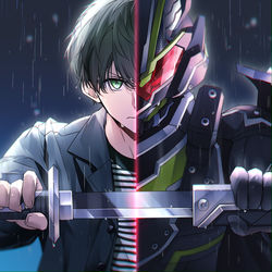 This is a pixiv picture whose title is 悲しき涙を仮面で隠す戦士.