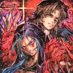 This is a pixiv picture whose title is クー・フーリン・オルタ&ラスプーチン.