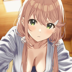 This is a pixiv picture whose title is 「先輩...起こしちゃいましたか？」.