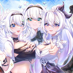 This is a pixiv picture whose title is 你米著名白毛女演员.