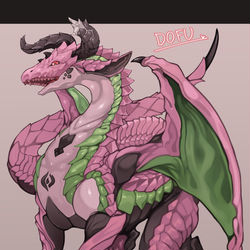 This is a pixiv picture whose title is Skeb依頼絵「よそ様竜娘OC竜化」.