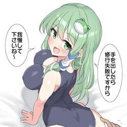 This is a pixiv picture whose title is 煩悩を無くす修行に付き合ってくれる早苗さん.
