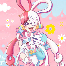This is a pixiv picture whose title is ニンフィアとウタ.