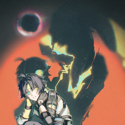 This is a pixiv picture whose title is 「僕は化け物じゃ...」.
